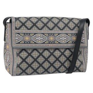 Authentic ETRO Paisley Shoulder Bag PVC Black Gold